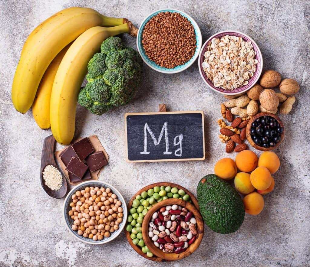 Assortment of food containing magnesium