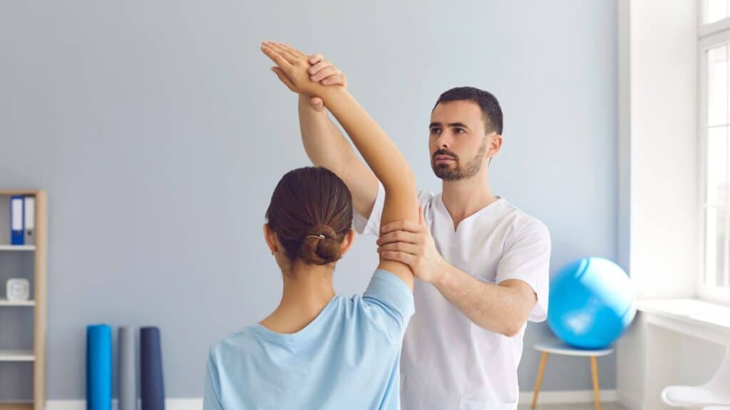 man holding the hand of the woman