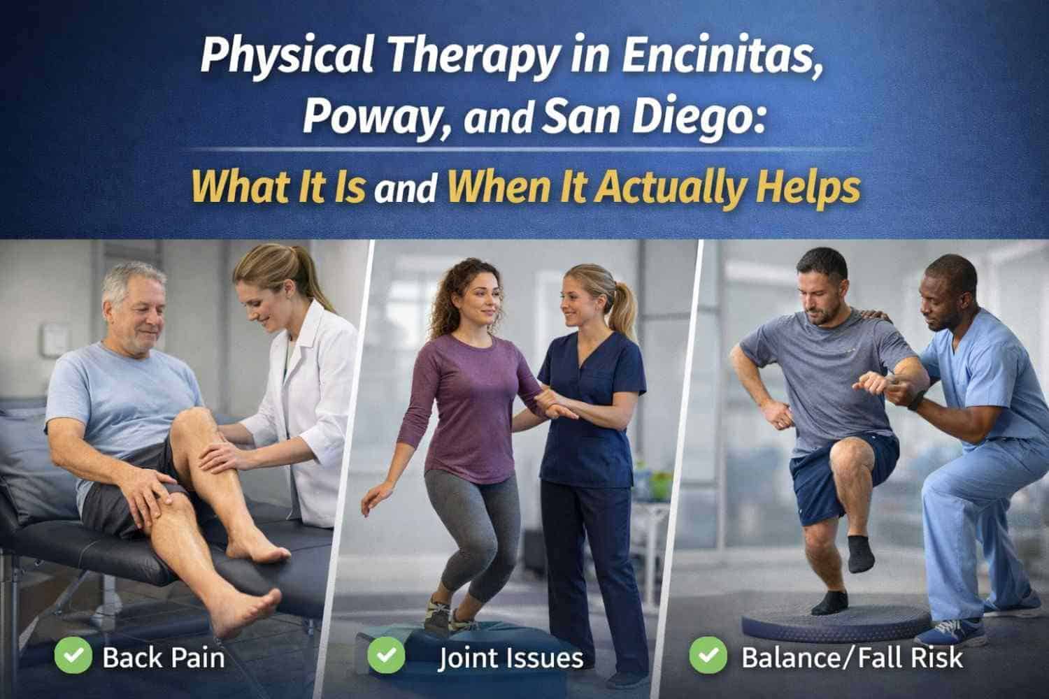 Physical Therapy in Encinitas, Poway, and San Diego: What It Is and When It Actually Helps